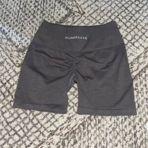 Alphalete Gray Bike Shorts with Wide Waistband and Stretchy Fit